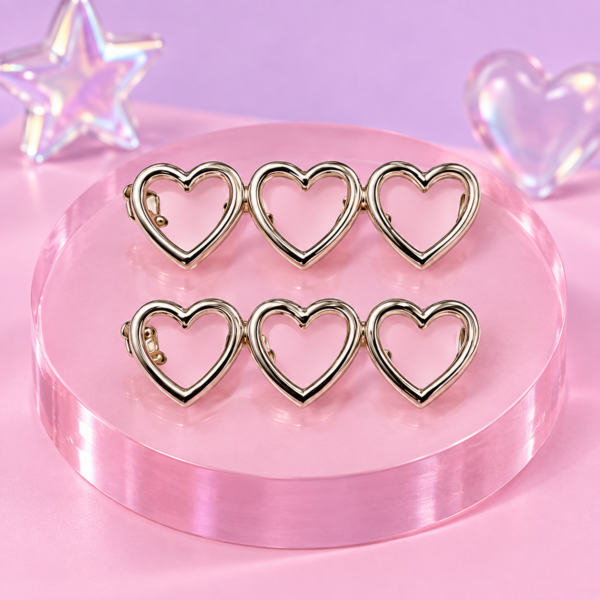 Duo barrettes coeurs - Argente