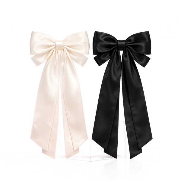 Grande barrette noeud satin - Blanc