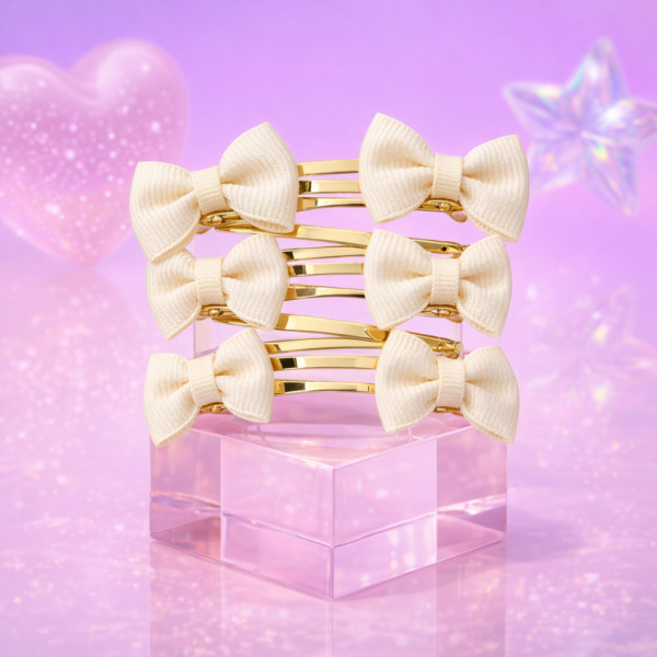 Lot de 4 barrettes noeud - Blanc / ecru