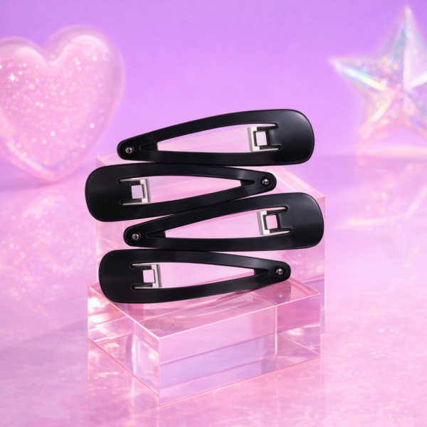 Lot de 4 barrettes noires lisses - Noir (finition lisse)